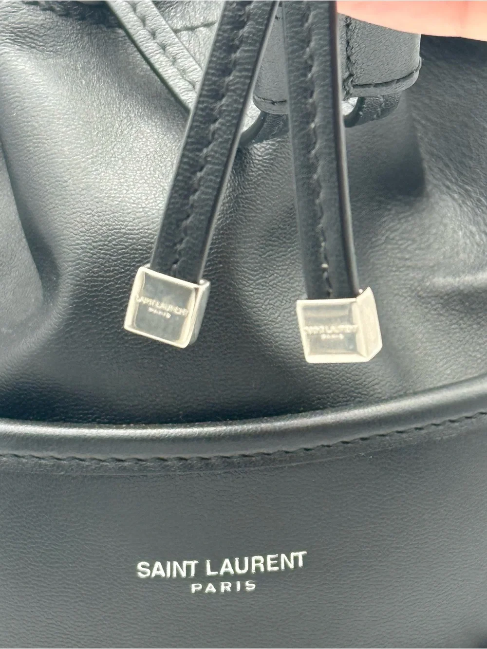 Saint Laurent Black & Tan Wicker Bucket Bag - Picture 8 of 16